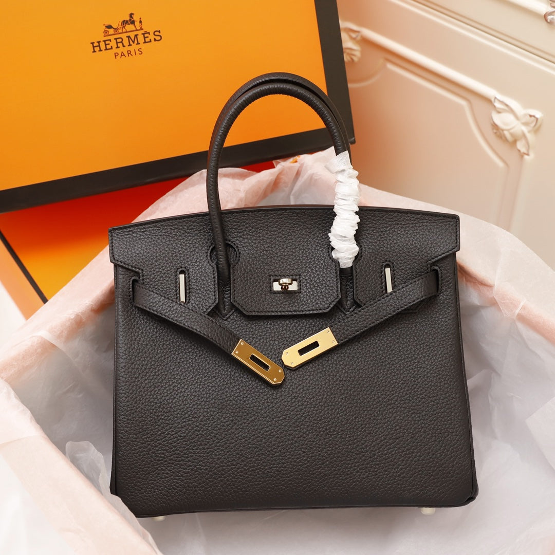 SAC HM BIRKIN 30 NOIR TOGO QUINCAILLERIE OR