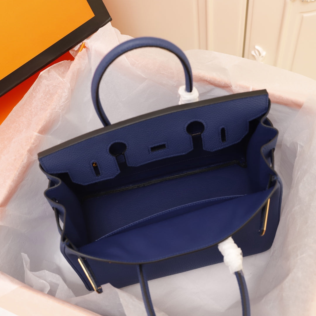 SAC HM BIRKIN 30 BLEU MARINE TOGO QUINCAILLERIE OR