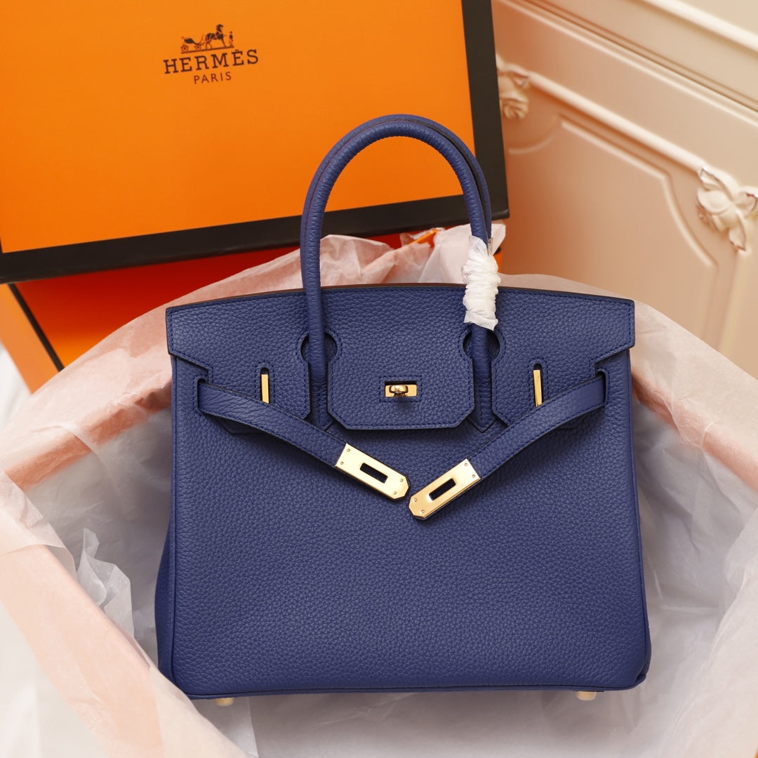 SAC HM BIRKIN 35 BLEU MARINE TOGO QUINCAILLERIE OR