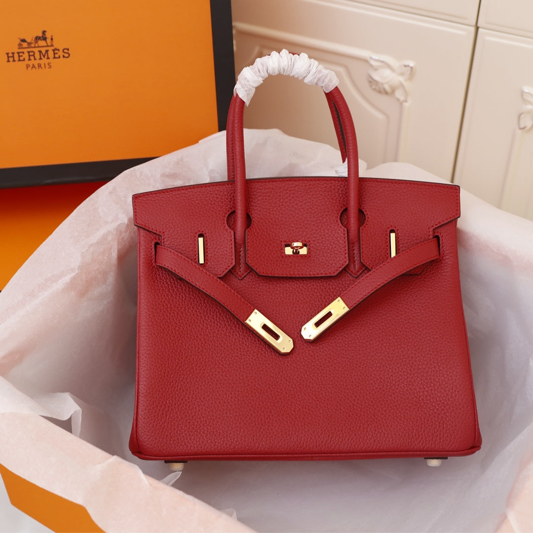 SAC HM BIRKIN 30 CRIMSON TOGO QUINCAILLERIE OR