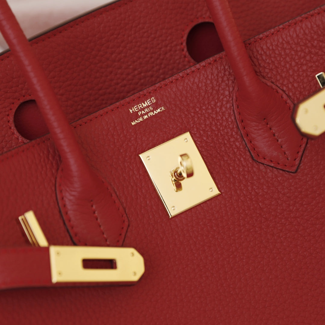 SAC HM BIRKIN 30 CRIMSON TOGO QUINCAILLERIE OR
