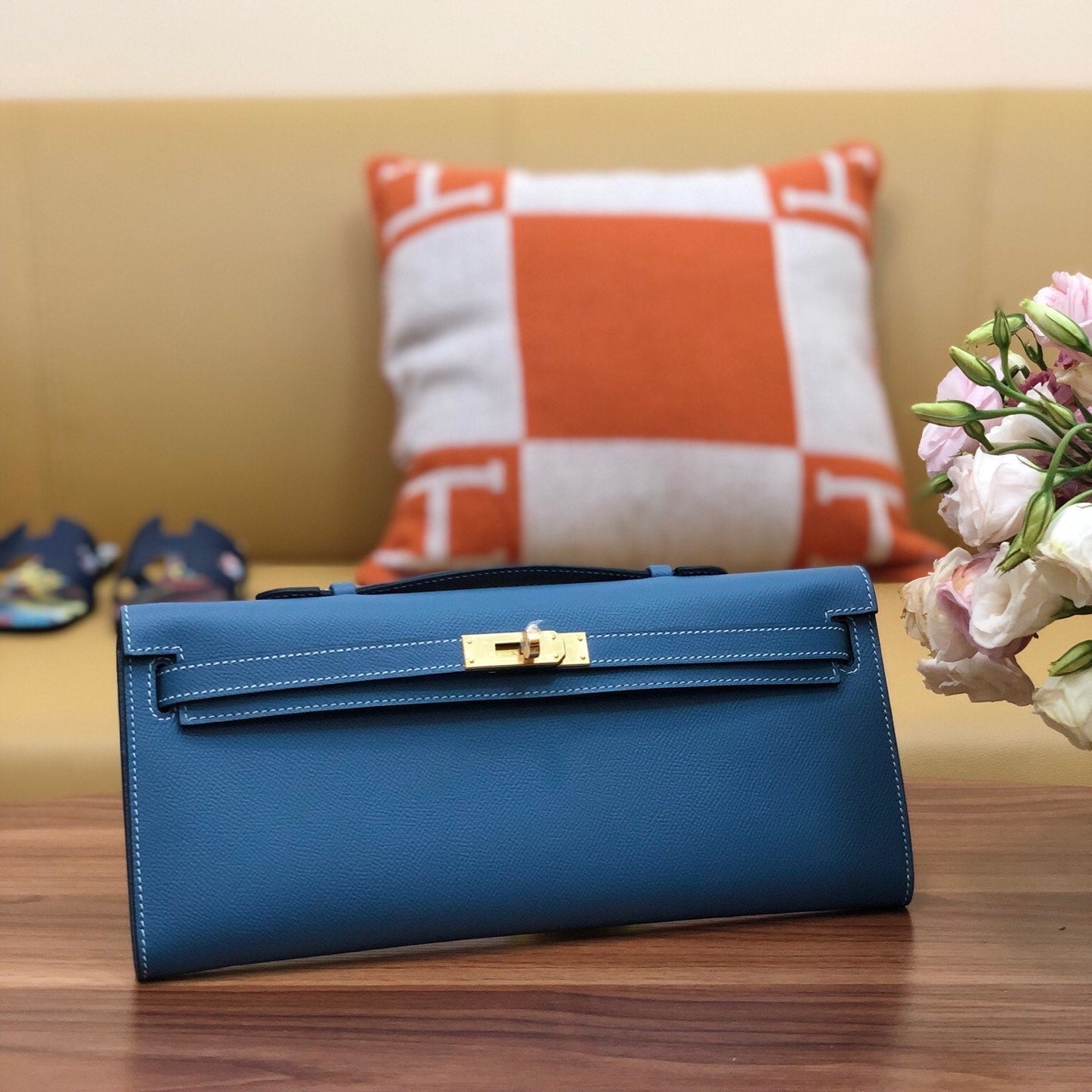 HM ケリーカット 31cm ブルー スイフト レザー GHW