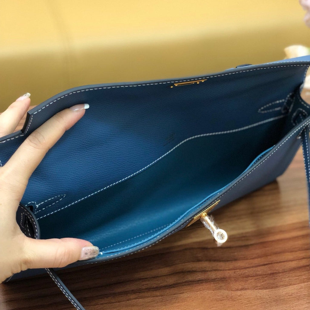 HM ケリーカット 31cm ブルー スイフト レザー GHW