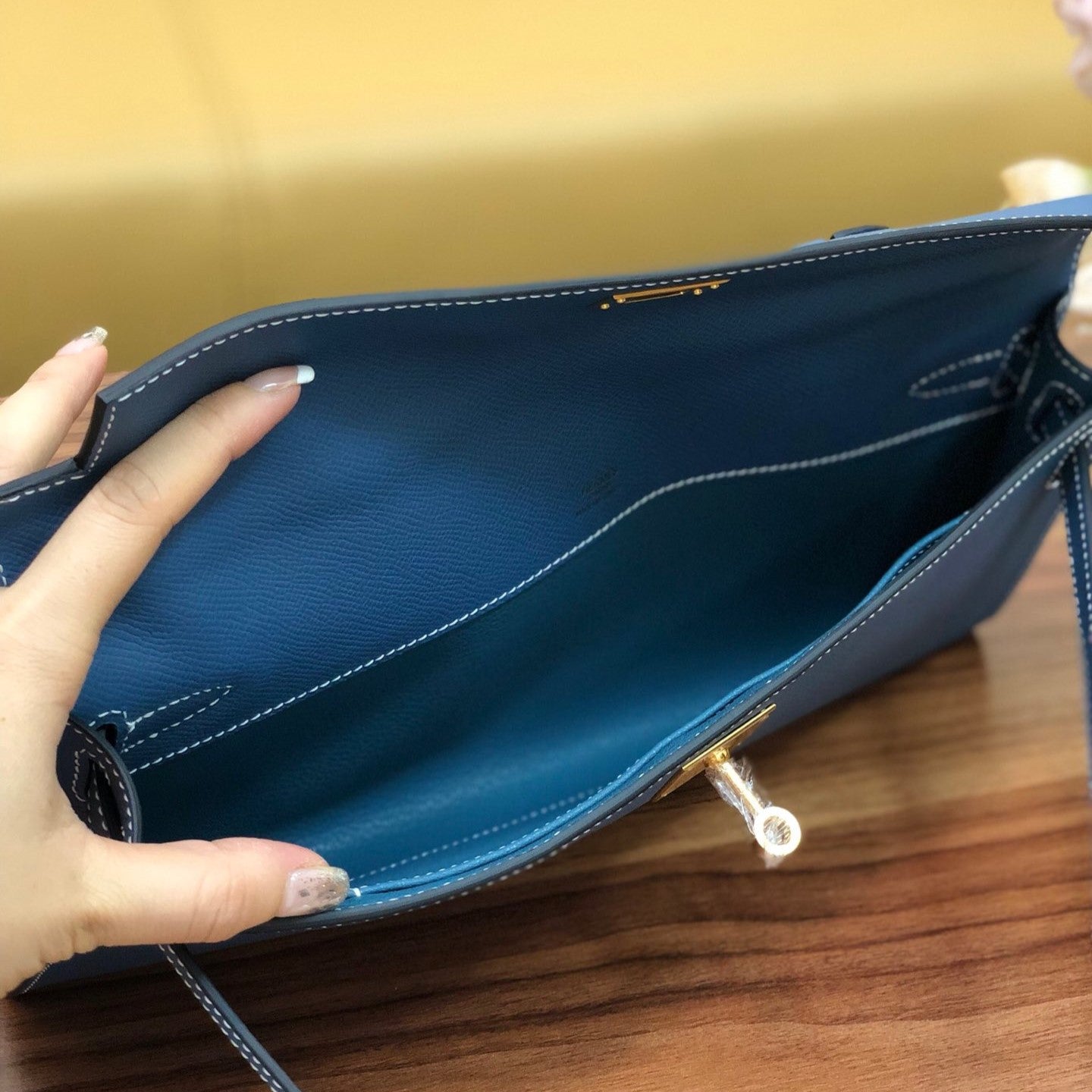 HM ケリーカット 31cm ブルー スイフト レザー GHW