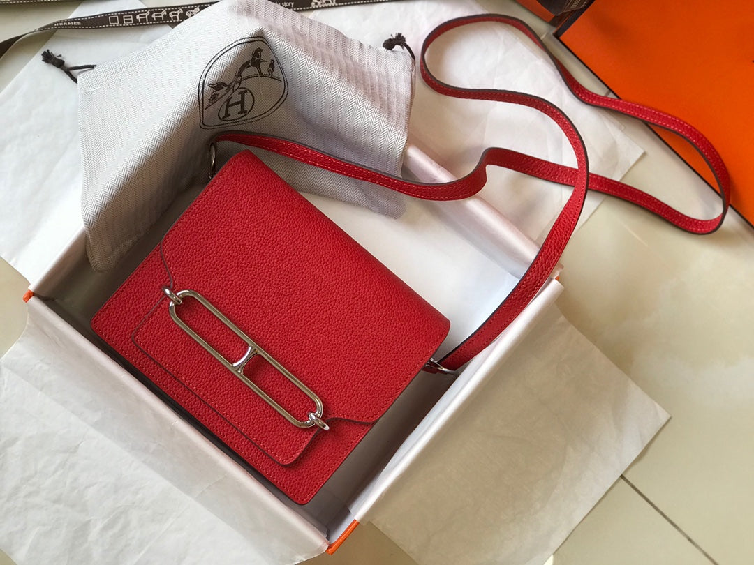 HM SAC ROULIS 18 CUIR TOGO ROUGE