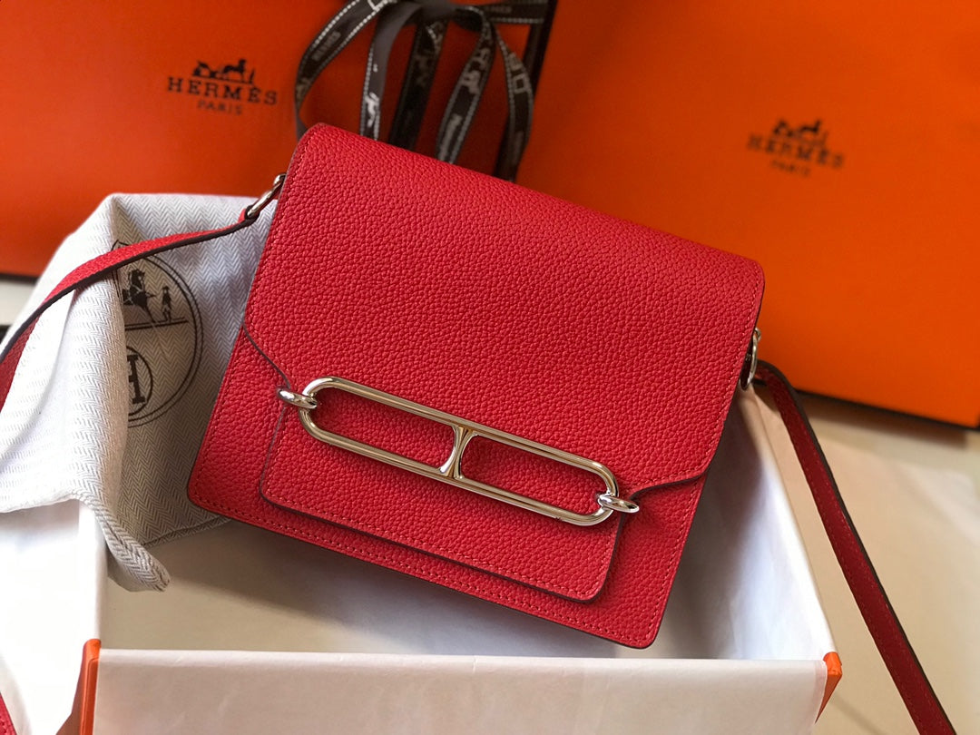 HM SAC ROULIS 18 CUIR TOGO ROUGE