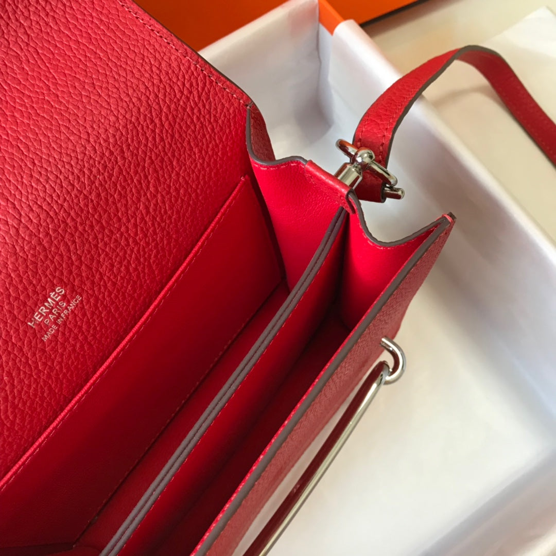 HM SAC ROULIS 18 CUIR TOGO ROUGE