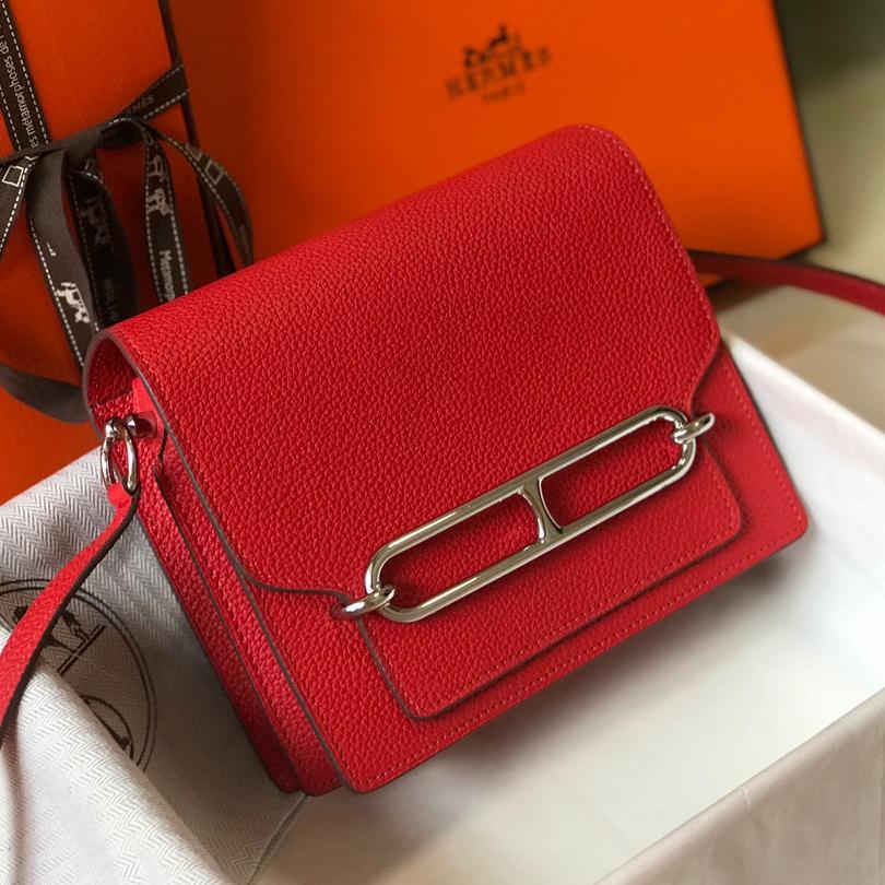 HM SAC ROULIS 18 CUIR TOGO ROUGE
