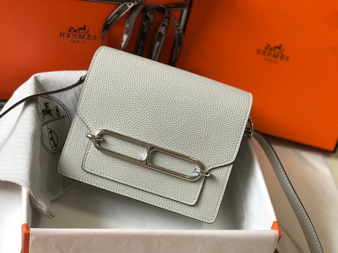 HM SAC ROULIS 18 CUIR TOGO BLANC
