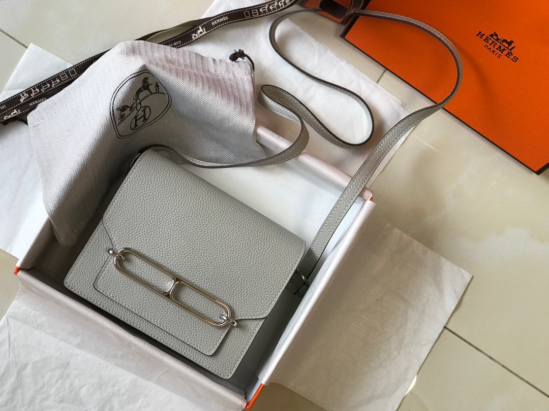 HM SAC ROULIS 18 CUIR TOGO BLANC