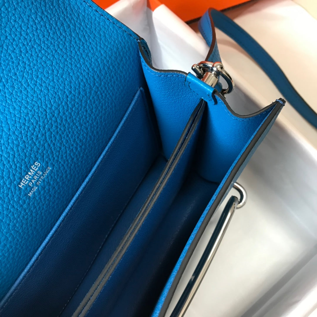HM SAC ROULIS 18 CUIR TOGO COBALT