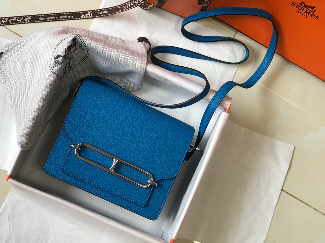 HM SAC ROULIS 18 CUIR TOGO COBALT