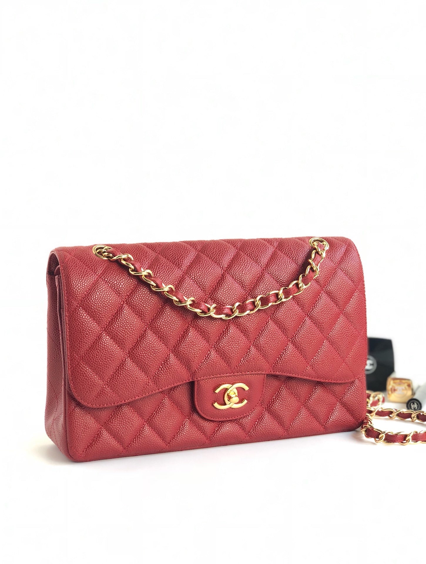 SAC À RABAT JUMBO 30CM ROUGE CAVIAR QUINCAILLERIE OR