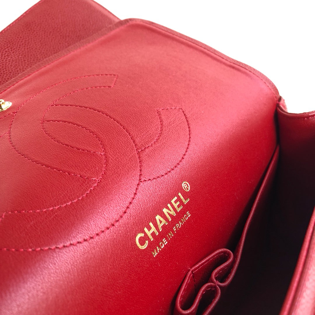 SAC À RABAT JUMBO 30CM ROUGE CAVIAR QUINCAILLERIE OR