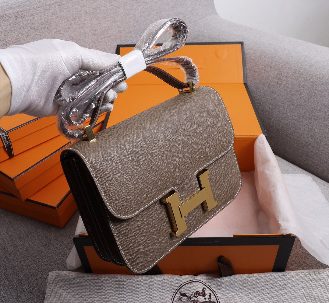 SACS HM CONSTANCE 19 CHOCOLAT EPSOM QUINCAILLERIE OR