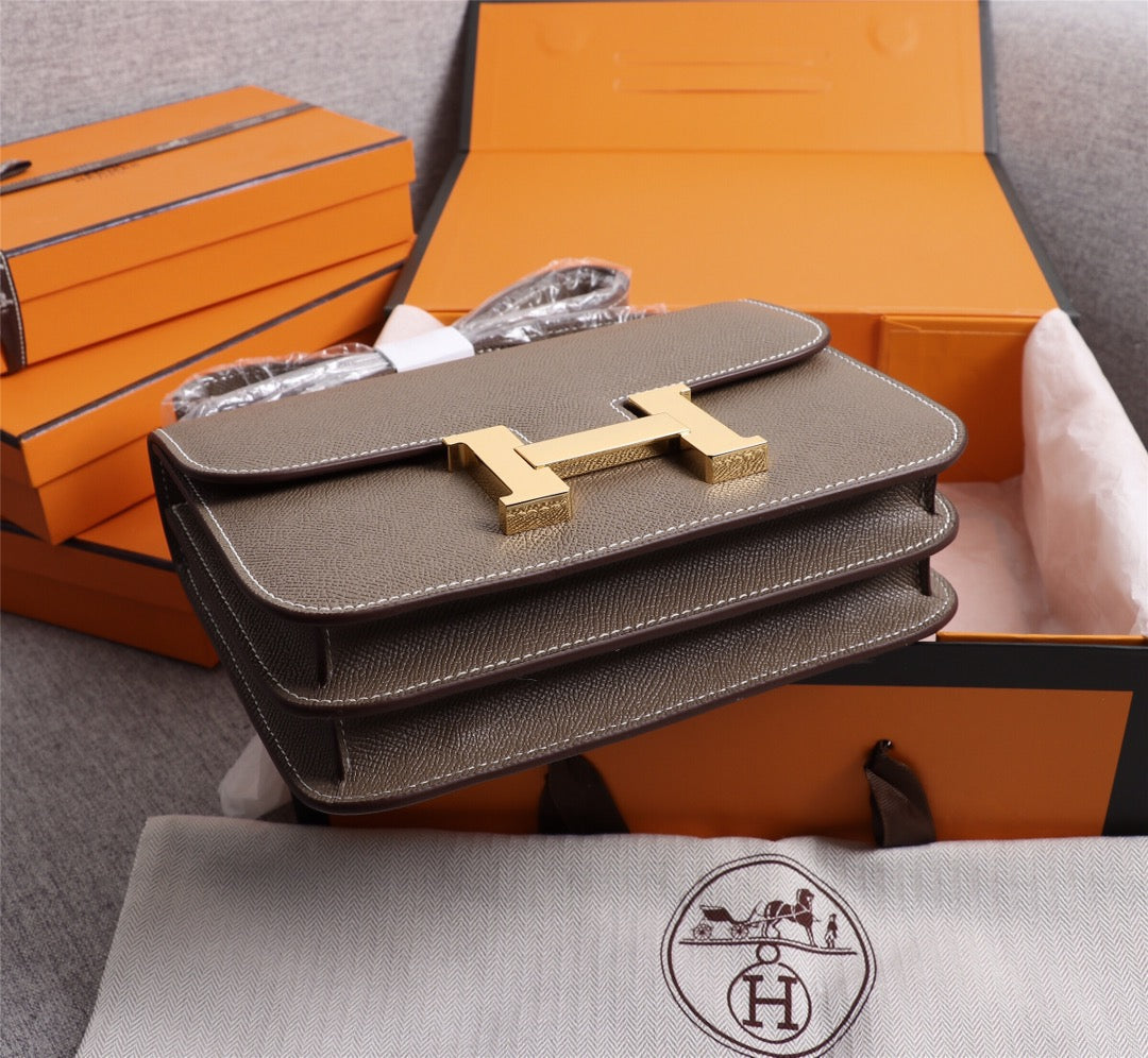 SACS HM CONSTANCE 19 CHOCOLAT EPSOM QUINCAILLERIE OR
