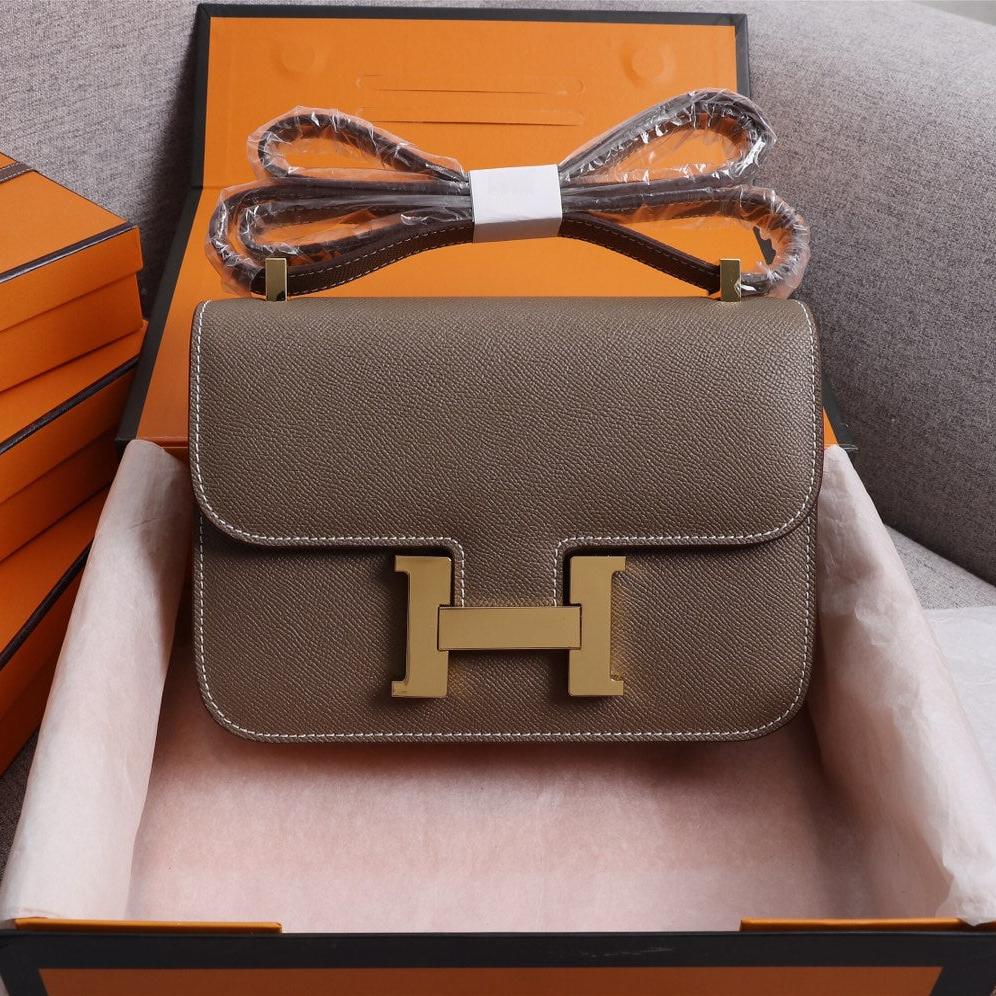SACS HM CONSTANCE 22 CHOCOLAT EPSOM QUINCAILLERIE OR