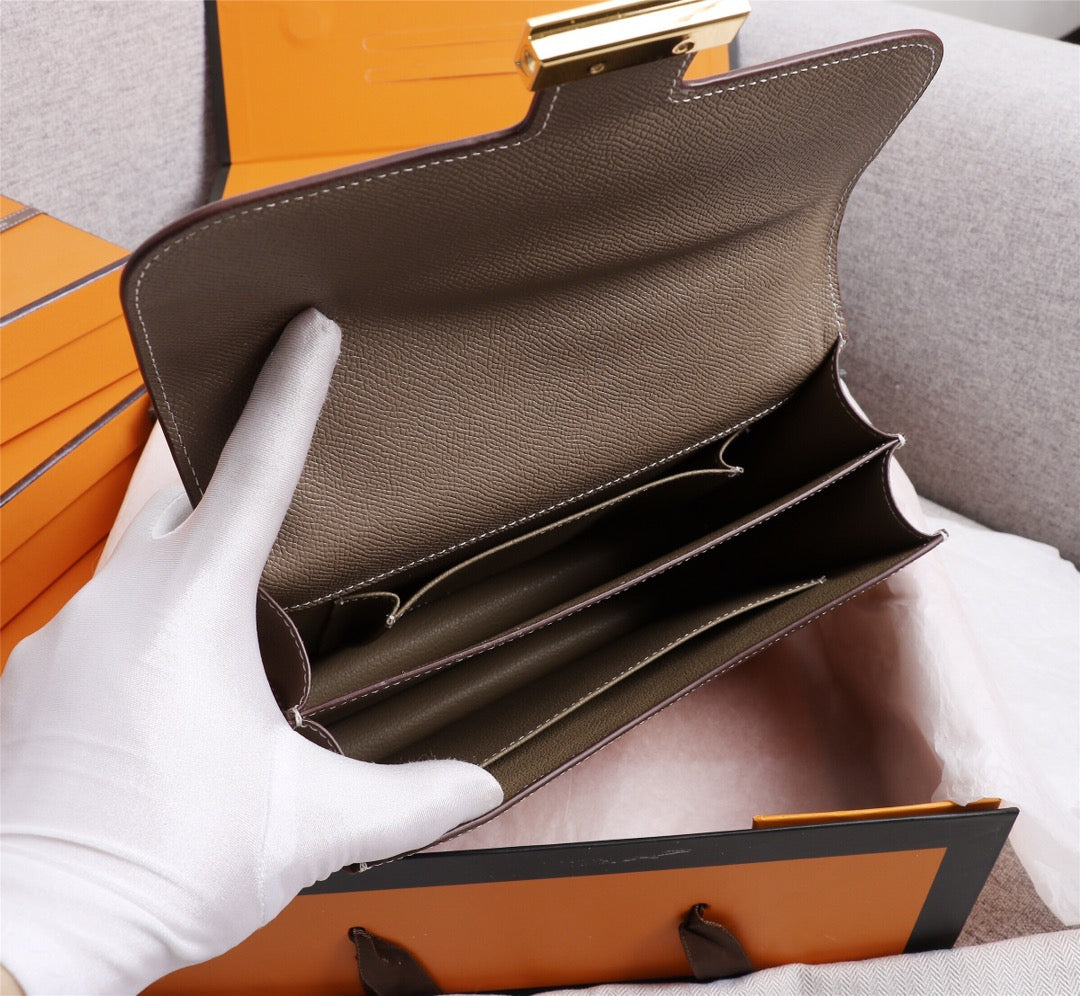 SACS HM CONSTANCE 22 CHOCOLAT EPSOM QUINCAILLERIE OR