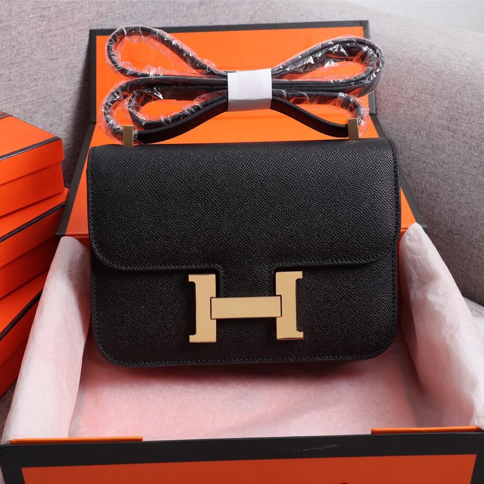 SACS HM CONSTANCE 22 NOIR EPSOM QUINCAILLERIE OR