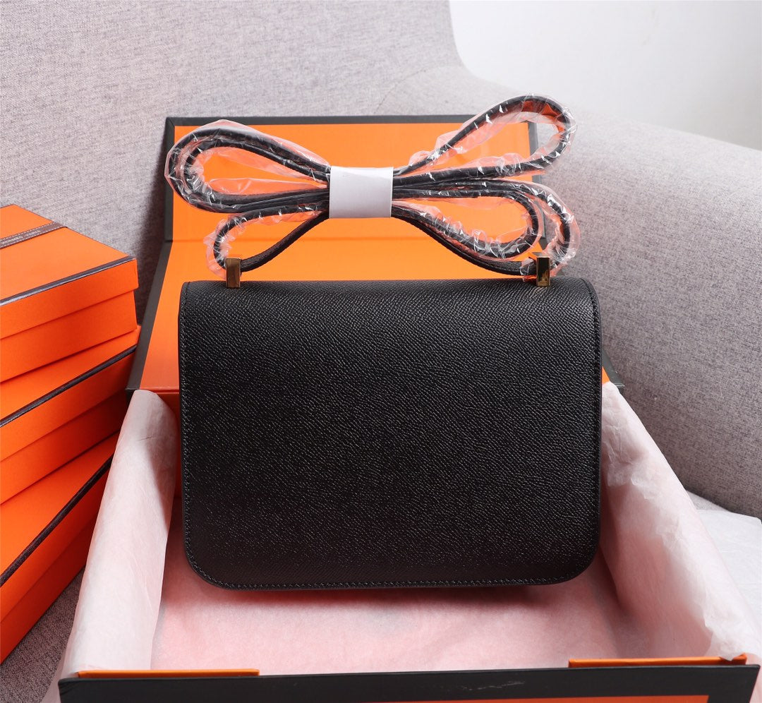 SACS HM CONSTANCE 22 NOIR EPSOM QUINCAILLERIE OR