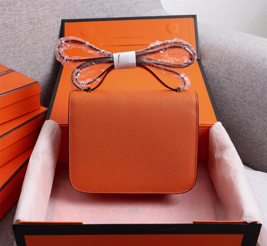 SACS HM CONSTANCE 22 ORANGE EPSOM QUINCAILLERIE OR