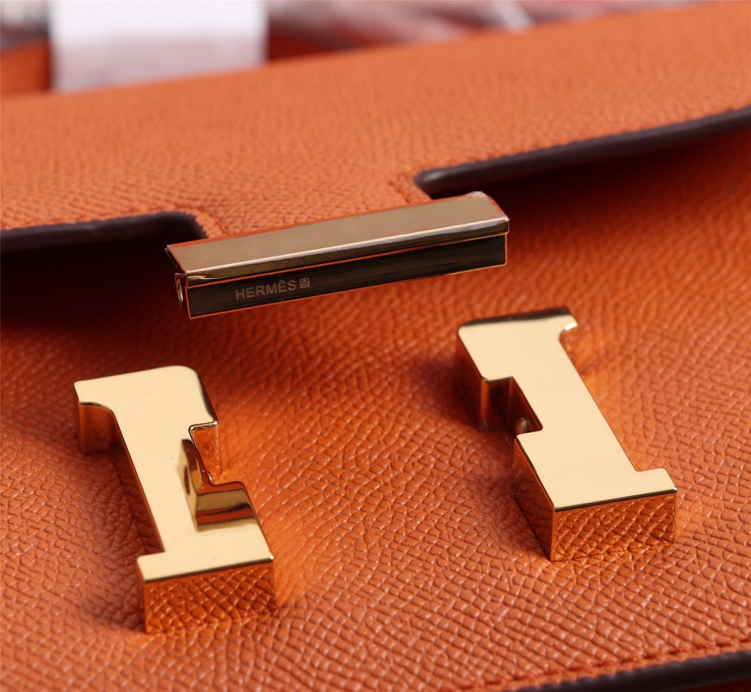 SACS HM CONSTANCE 22 ORANGE EPSOM QUINCAILLERIE OR