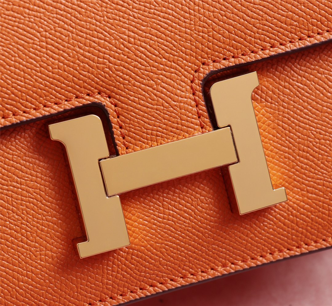 SACS HM CONSTANCE 22 ORANGE EPSOM QUINCAILLERIE OR