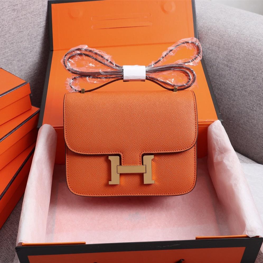 SACS HM CONSTANCE 19 ORANGE EPSOM QUINCAILLERIE OR
