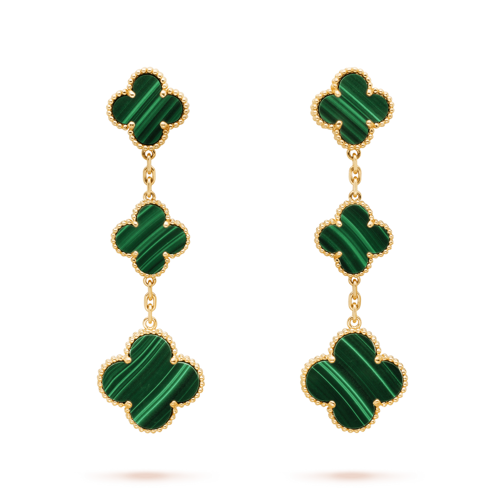 CLOVER MALACHITE 3 MOTIFS GOLD