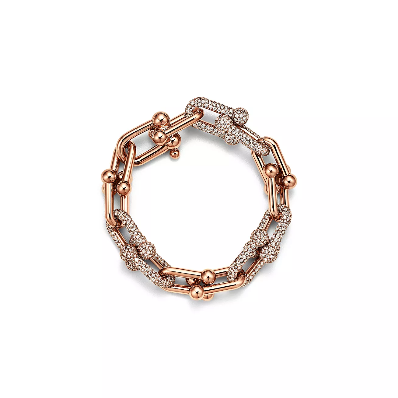 HARDWEAR LARGE LINK ROSE GOLD PAVED DIAMOND BRACELET