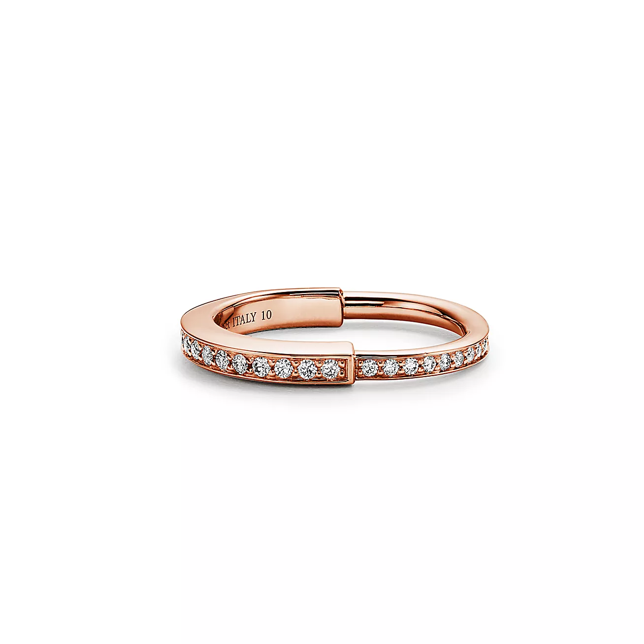 LOCK RING ROSE GOLD DIAMOND PAVED