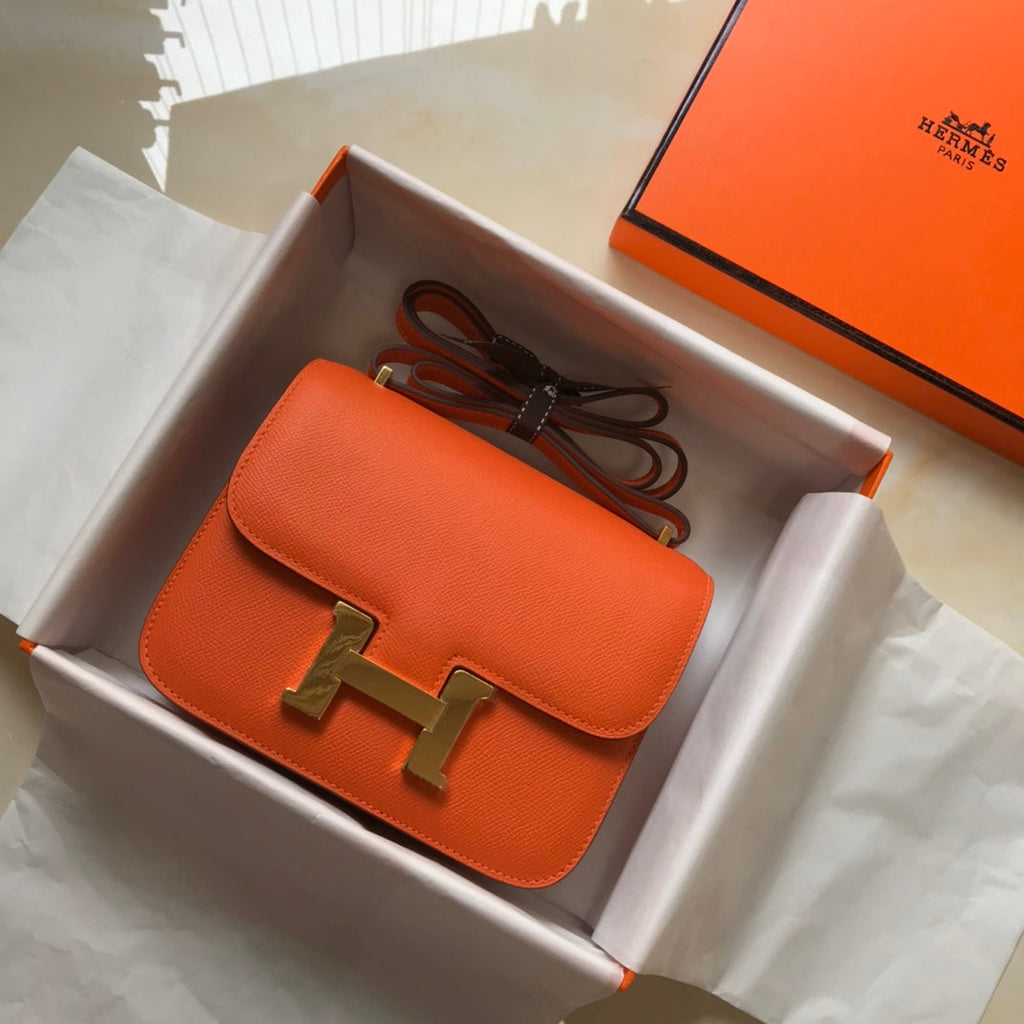 CONSTANCE 18 ORANGE EPSOM QUINCAILLERIE OR