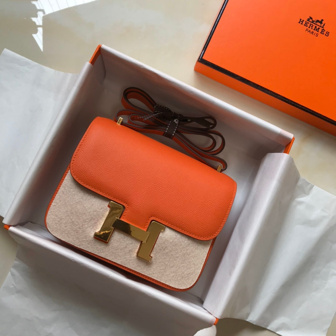 CONSTANCE 18 ORANGE EPSOM QUINCAILLERIE OR
