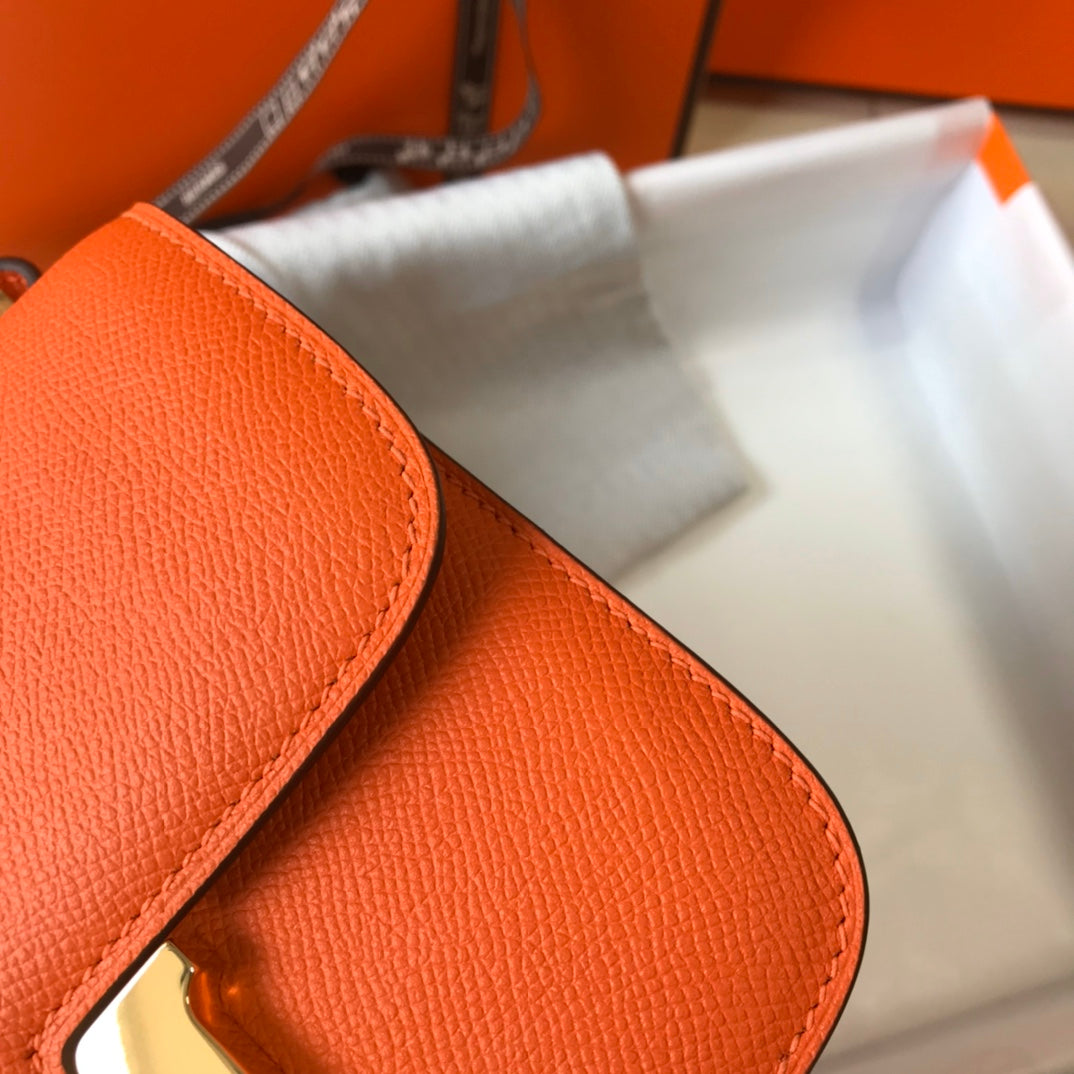 CONSTANCE 18 ORANGE EPSOM QUINCAILLERIE OR