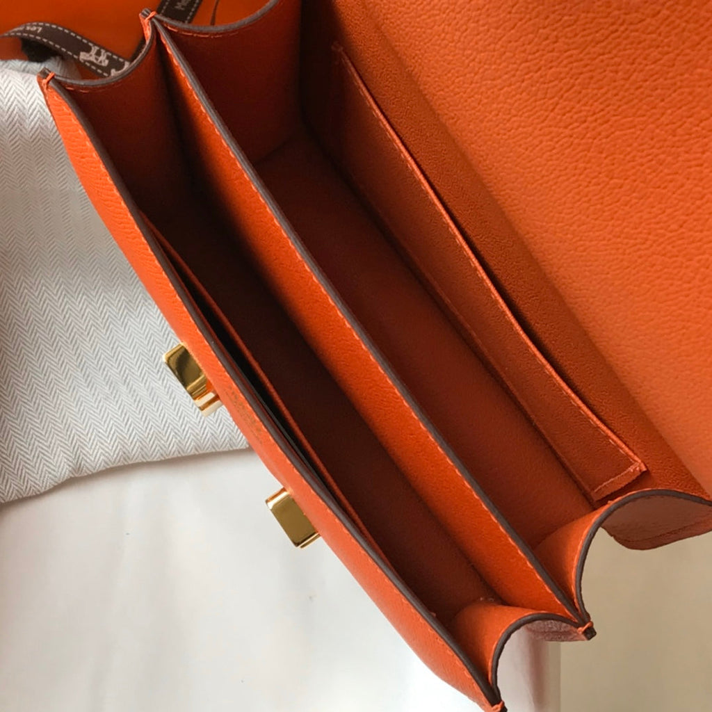 CONSTANCE 18 ORANGE EPSOM QUINCAILLERIE OR