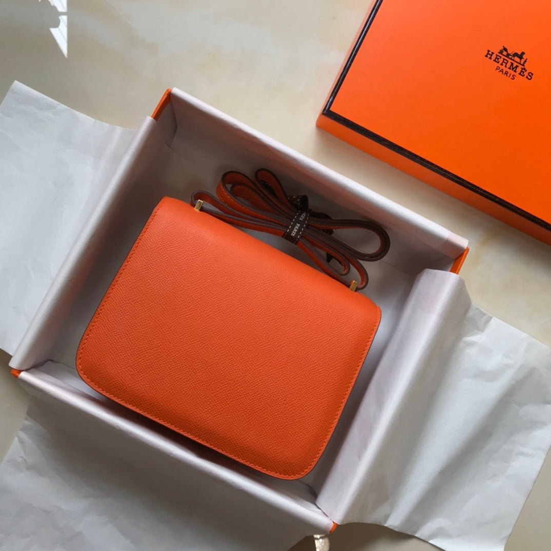 CONSTANCE 18 ORANGE EPSOM QUINCAILLERIE OR