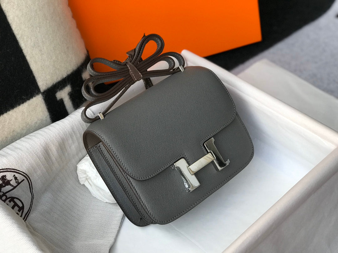 SAC HM CONSTANCE CUIR EPSOM GRIS QUINCAILLERIE ARGENTÉE
