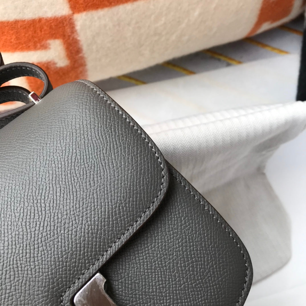 SAC HM CONSTANCE CUIR EPSOM GRIS QUINCAILLERIE ARGENTÉE
