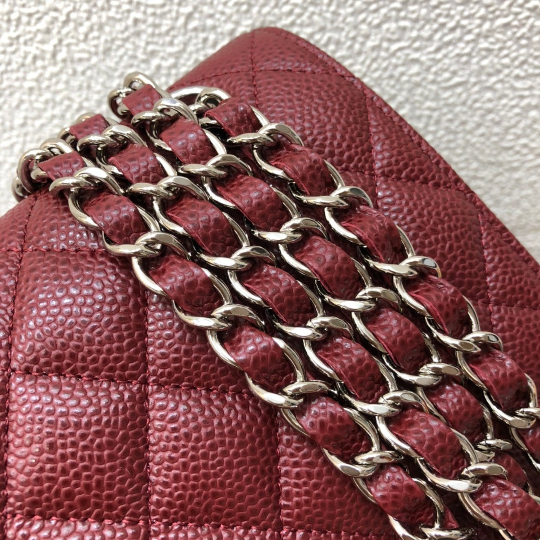 FLAP BAG MEDIUM 25 WINE CAVIAR SHW