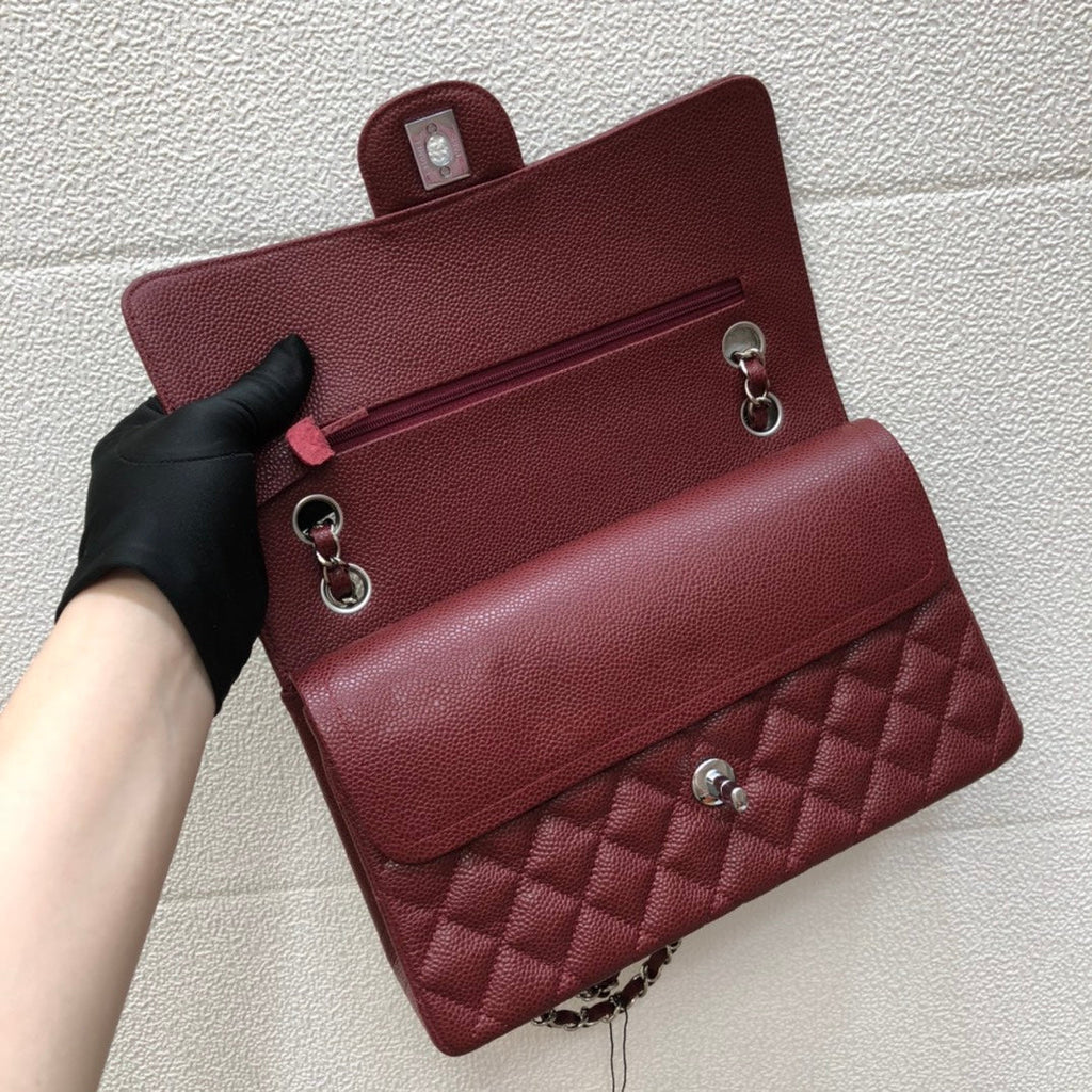 FLAP BAG MEDIUM 25 WINE CAVIAR SHW