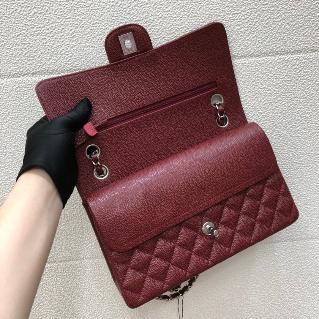 FLAP BAG MEDIUM 25 WINE CAVIAR SHW