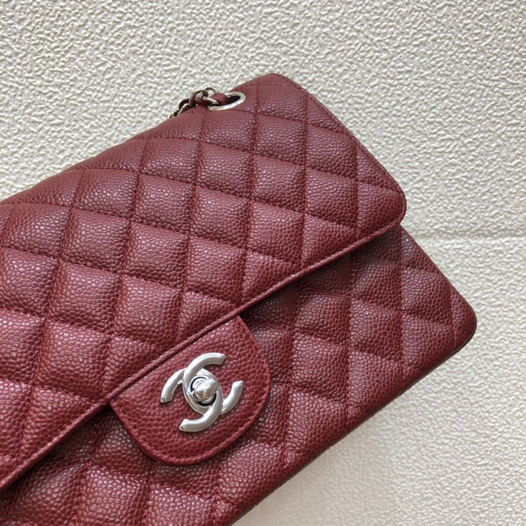 FLAP BAG MEDIUM 25 WINE CAVIAR SHW
