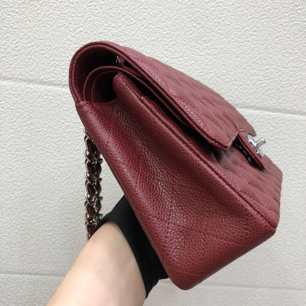 FLAP BAG MEDIUM 25 WINE CAVIAR SHW