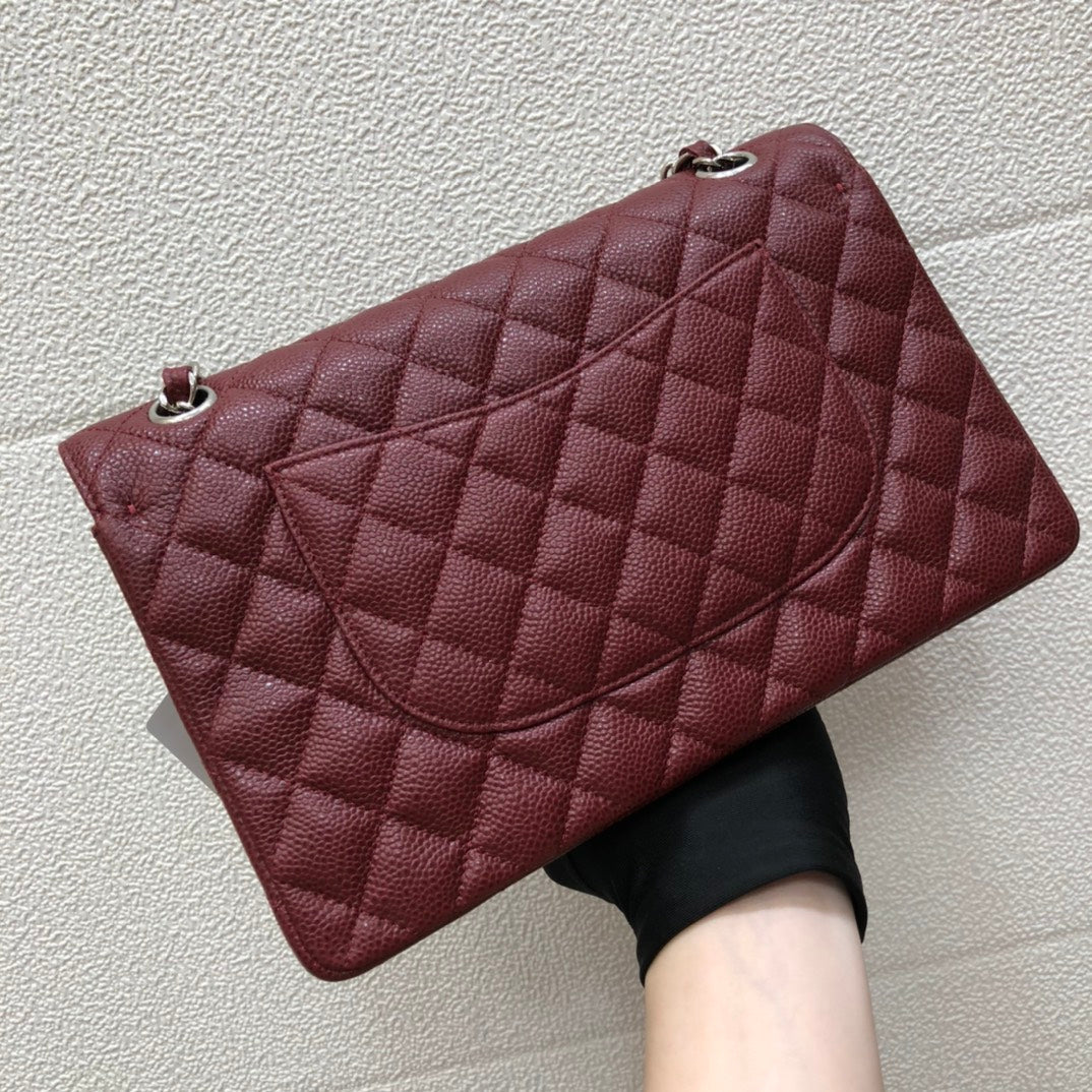 FLAP BAG MEDIUM 25 WINE CAVIAR SHW