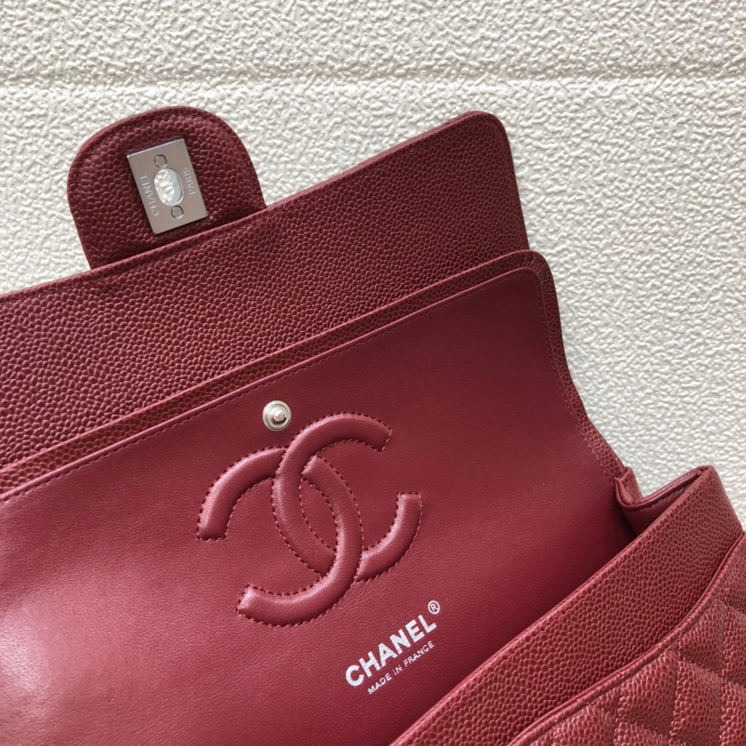 FLAP BAG MEDIUM 25 WINE CAVIAR SHW