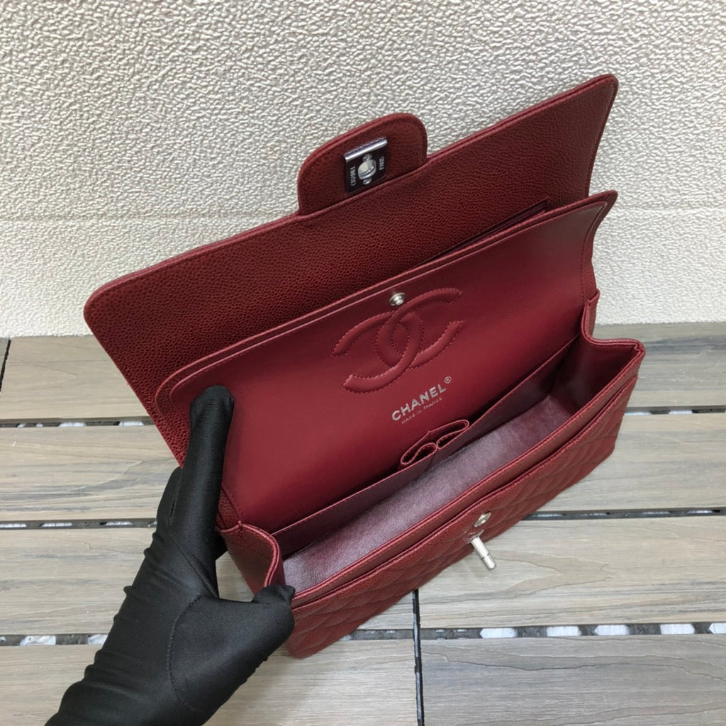 FLAP BAG MEDIUM 25 WINE CAVIAR SHW