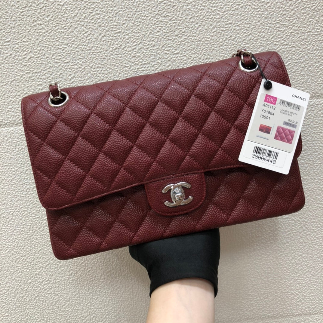 FLAP BAG MEDIUM 25 WINE CAVIAR SHW