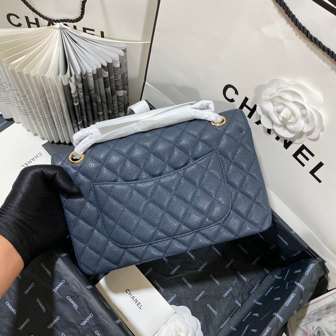 FLAP BAG MEDIUM 25 DARK BLUE CAVIAR GHW