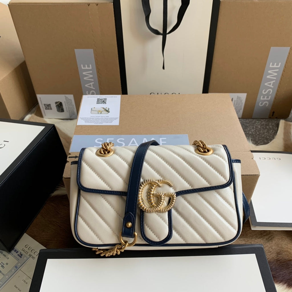 SAC À MAIN GG MARMONT 22 EN CUIR DE VEAU BLANC
