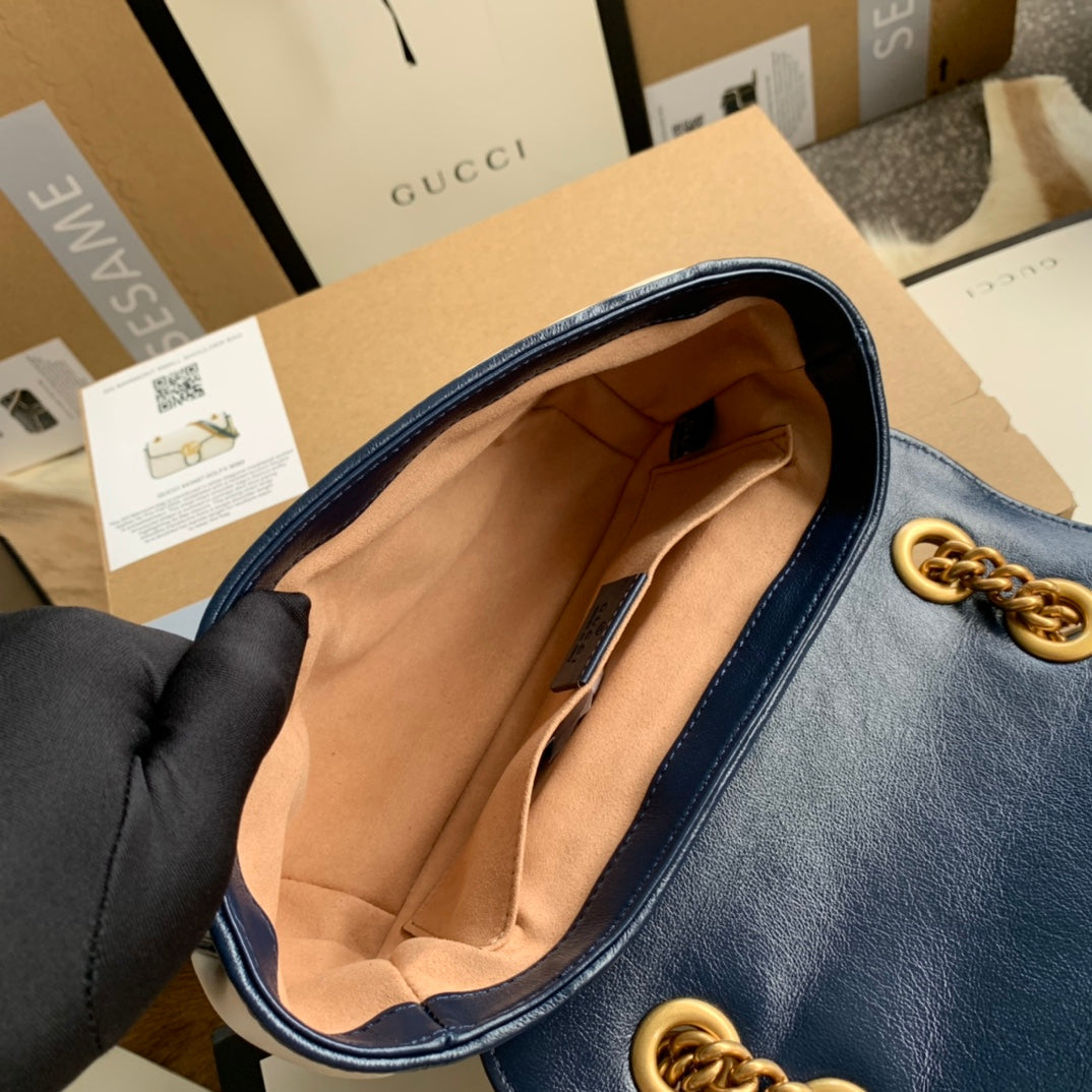 SAC À MAIN GG MARMONT 22 EN CUIR DE VEAU BLANC